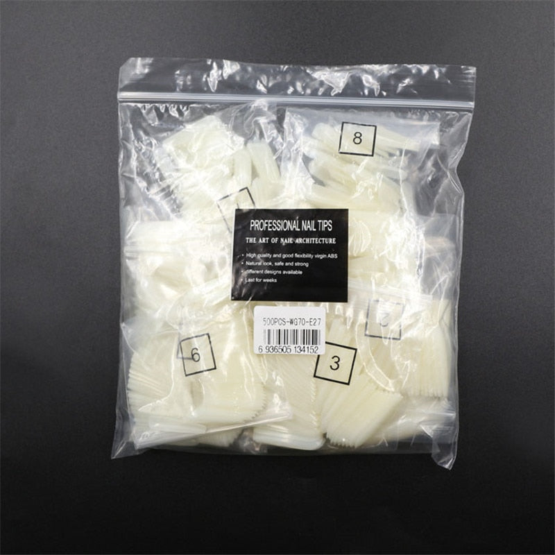 500 transparent natural fake nails
