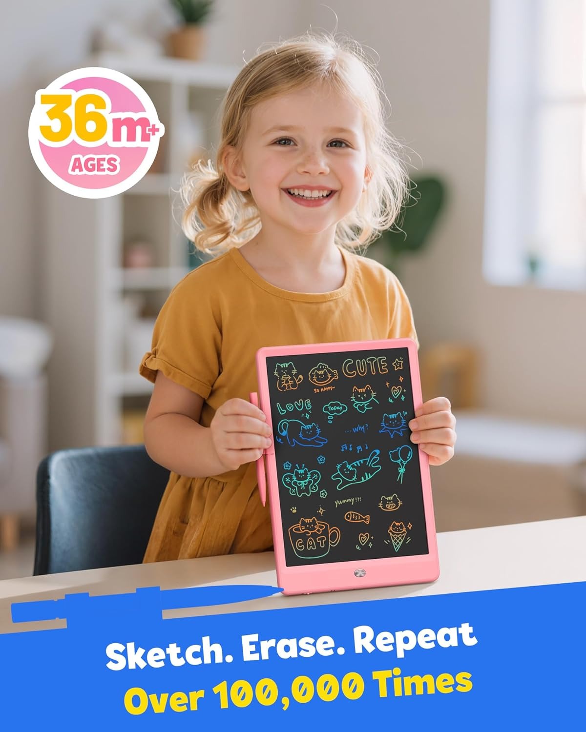 Kids LCD Writing Tablet – Reusable Educational Drawing Board لوح كتابة ورسم تعليمي للأطفال قابل لإعادة الاستخدام