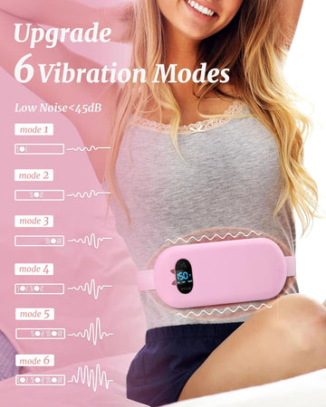 FSA HSA Eligible Portable Heating Pad for Cramps, Upgrade Cordless Electric Period Fast Heating Pad for Back Pain Relief Menstrual Belt 6 Heat 6 Massage Modes Gifts for Women Girls Her Girlfriend