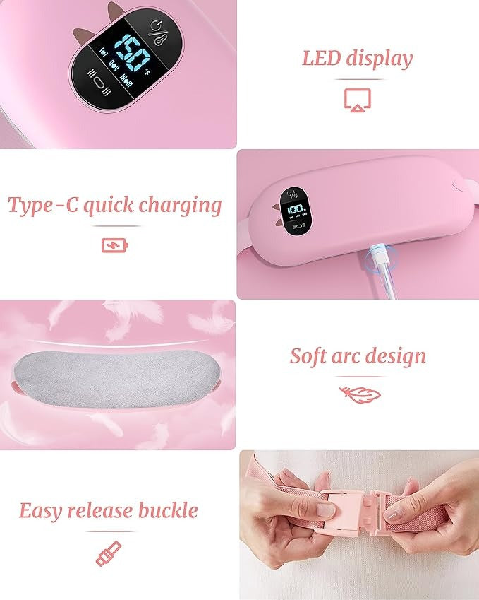 FSA HSA Eligible Portable Heating Pad for Cramps, Upgrade Cordless Electric Period Fast Heating Pad for Back Pain Relief Menstrual Belt 6 Heat 6 Massage Modes Gifts for Women Girls Her Girlfriend