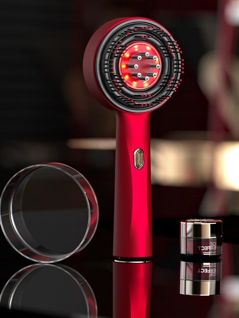 XTECH 3 in-1 Electric Scalp Massager Head, Handheld Portable Scratcher Massager for Hair Growth, Cordless Massager for Scalp & Hair, IPX7 Waterproof, Unique Essential Oil Atomization Function (Red)