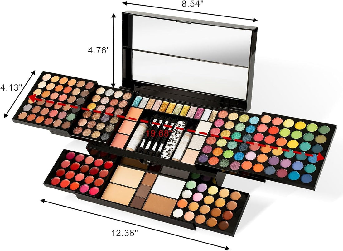 MISS ROSE M 187 Colors Professional Makeup Palette - All-in-One Kit With Eye Shadows, Lipsticks, Mascara, Foundations, Blushes, Brow Pencils, Nail File - Makeup Gift Set for Women and Girls
