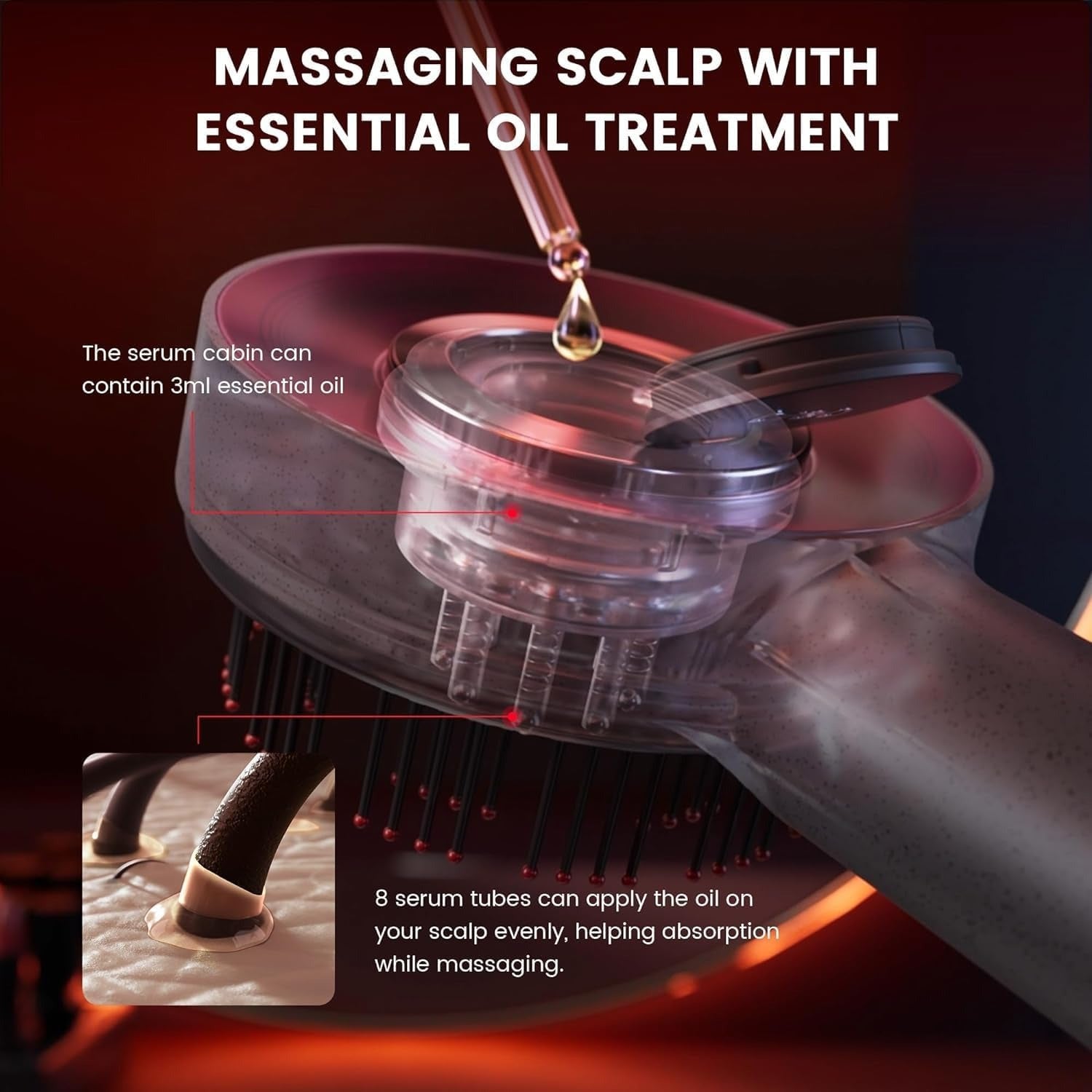 XTECH 3 in-1 Electric Scalp Massager Head, Handheld Portable Scratcher Massager for Hair Growth, Cordless Massager for Scalp & Hair, IPX7 Waterproof, Unique Essential Oil Atomization Function (Red)