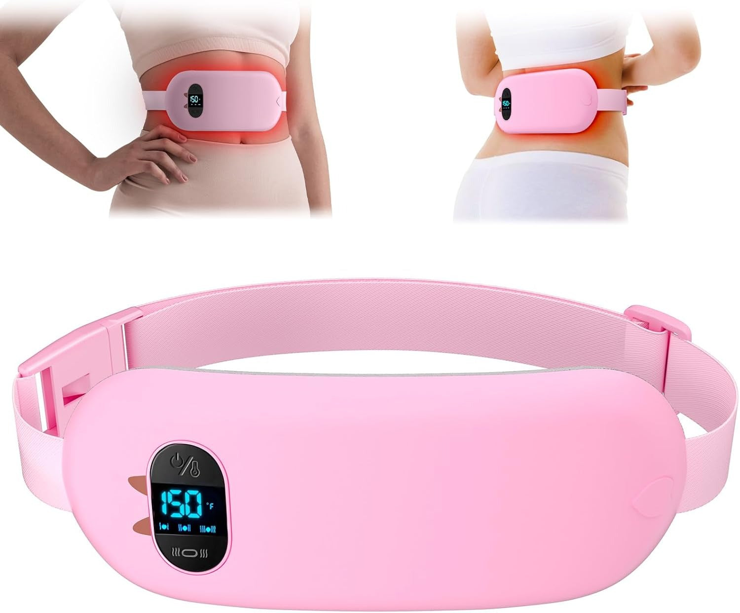 FSA HSA Eligible Portable Heating Pad for Cramps, Upgrade Cordless Electric Period Fast Heating Pad for Back Pain Relief Menstrual Belt 6 Heat 6 Massage Modes Gifts for Women Girls Her Girlfriend